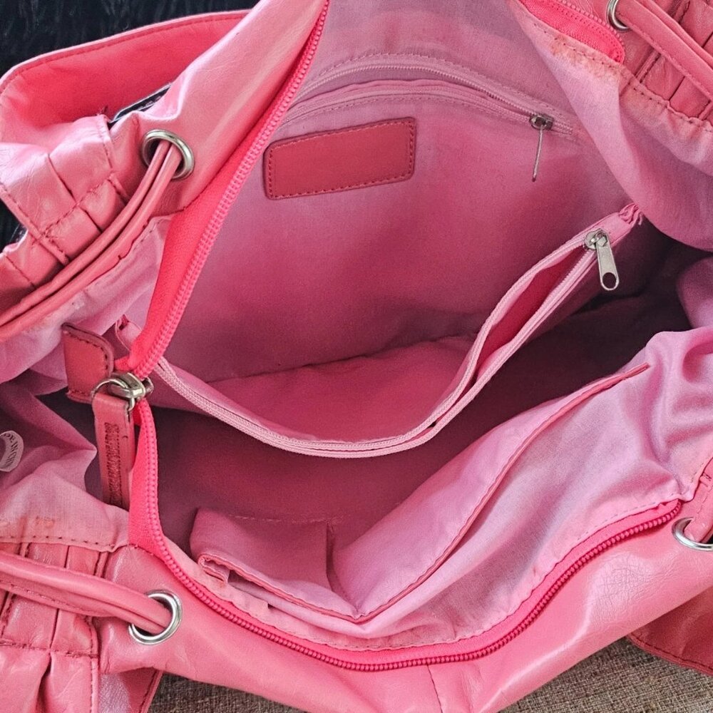 Women Fashion Shoulder Bag Purse Pink Faux Vegan Leather Bag Handbag - Picture 12 of 13